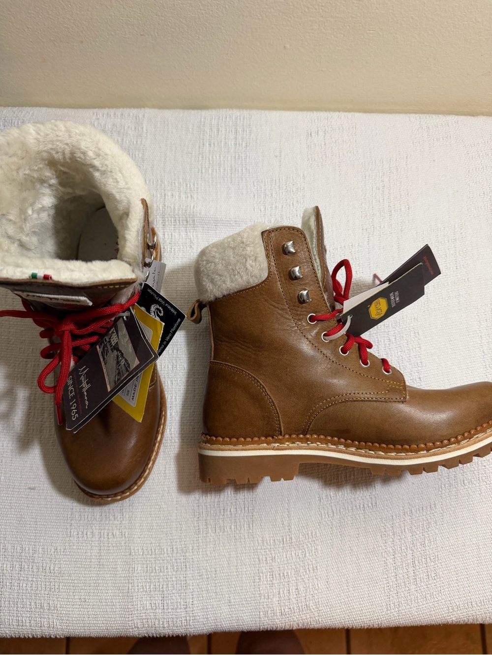 MONTELLIANA 1965 Brown Leather Boots - 7-7.5 /38 NWT Made in Italy 🇮🇹 - Picture 4 of 11